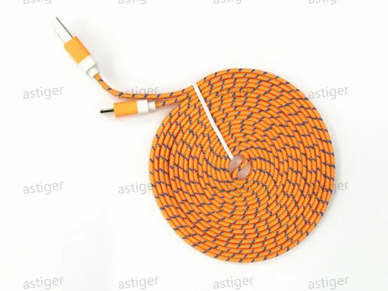 Dual Color TYPE C Flat Noodle Braid Type-C micro USB Cables Data Sync Charging Lead for Samsung Galaxy S9 S8 S5 Universal Android cable